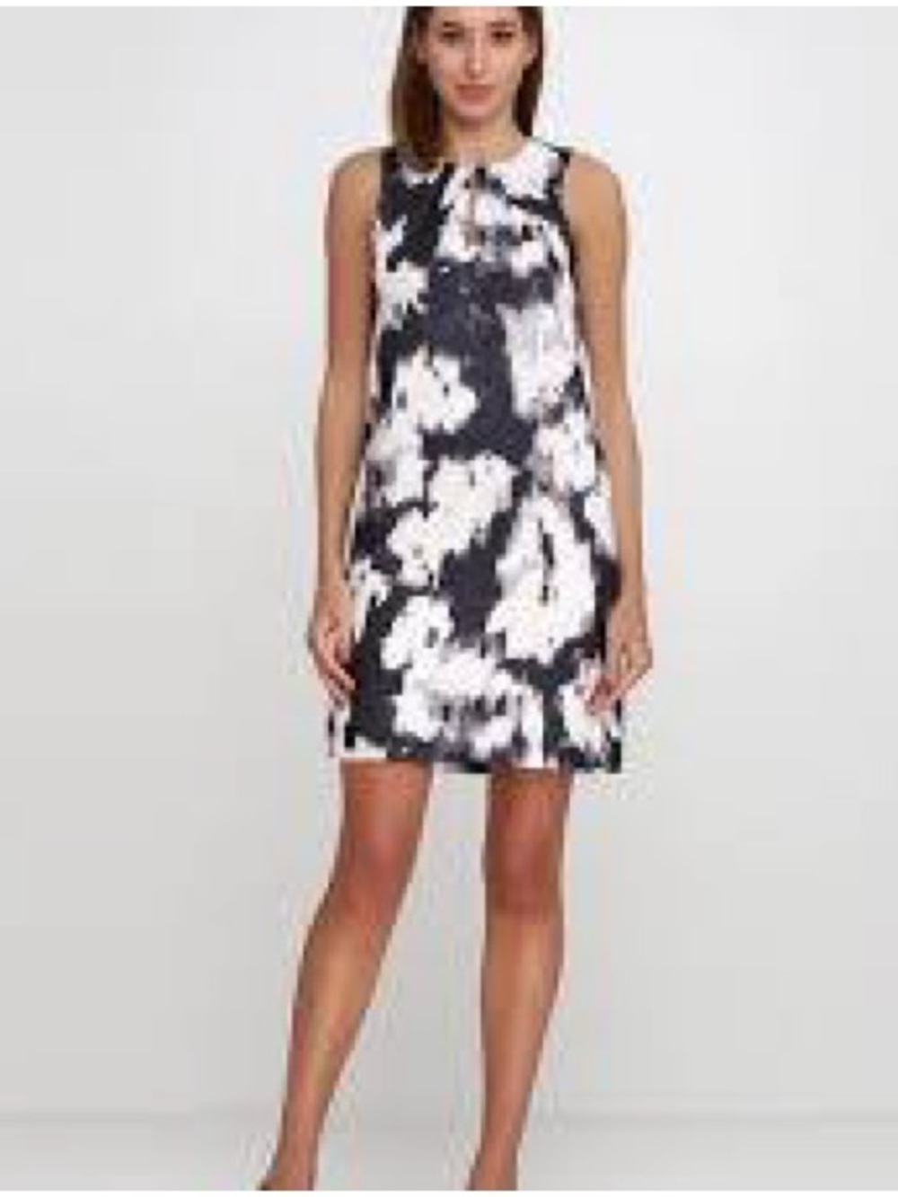H&M Sleeveless Watercolor Floral Abstract Shift Dress Keyhole Neckline Sz14